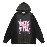 Men Hoodie Tie-Dye Gradient Hooded Sweater Inkjet Letter Printing Loose