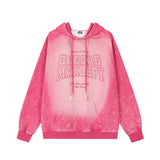 Men Hoodie Washed Old Spray Painting Printed Hoodie