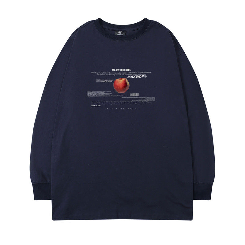 Men's Long Sleeve Shirt Letter Printed Long Sleeve T-shirt Men's Ins Hip Hop Loose All-Matching