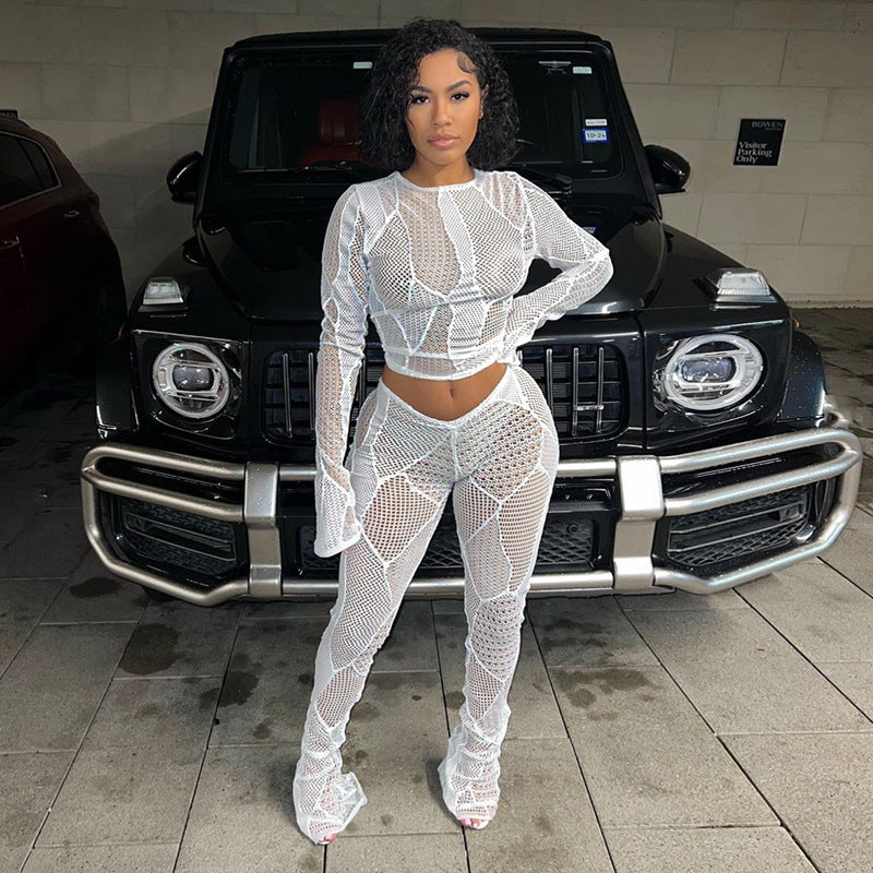 Women Co-Ord Set Fall Women's Clothing Sexy Cutout Knitted Short