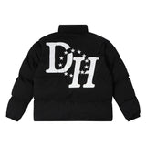 Men Cotton Mixed Jacket Coat Letter Printed Cotton-Padded Jacket Male Loose Casual Warm Cotton Coat