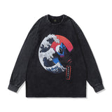 Men Long Sleeve Shirt Distressed Long Sleeve T-shirt Men's Trendy Ins Hip Hop round Neck Sweater