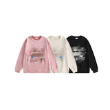 Unisex Hoodie Vintage University Style Printed Crew Neck Pullover Sweatshirt