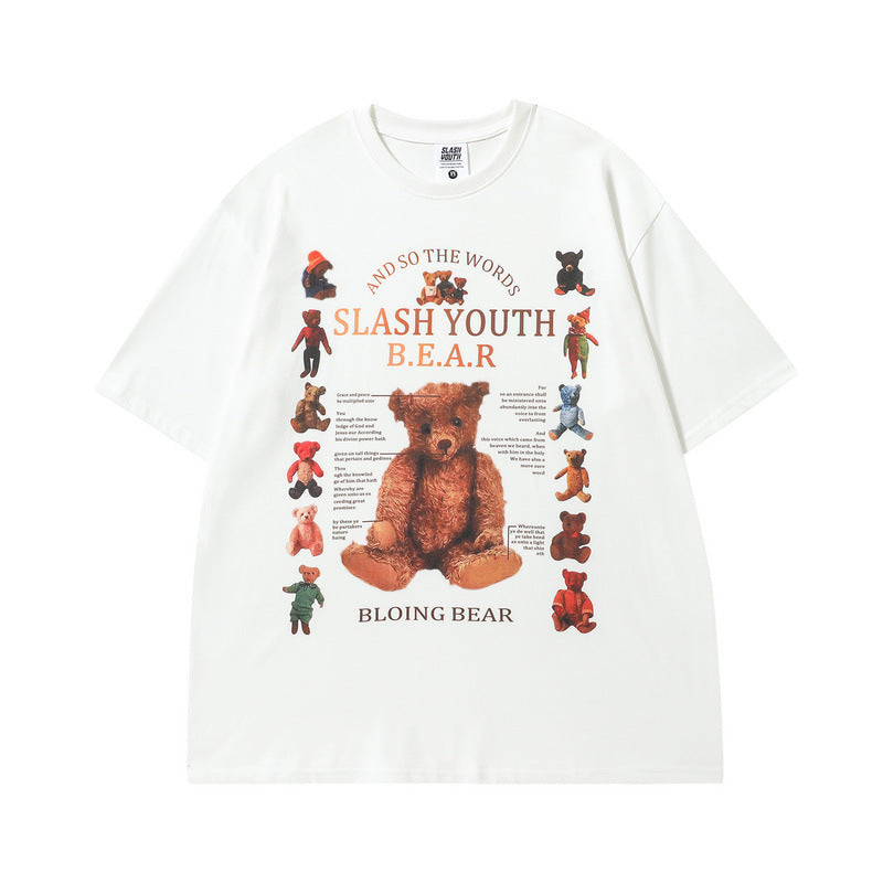 Men T Shirt Old Bear Short Sleeve T-shirt Men and Women Hip-Hop Fashionable Brand Couple