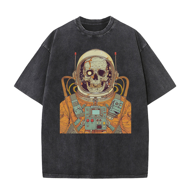 Astronaut Skull Graphic T-shirts Retro Sci-fi Paint
