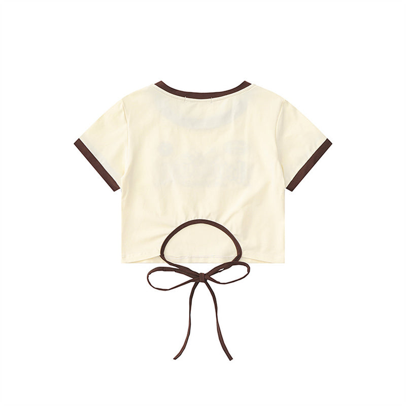 Women T-shirt Letters Embroidered Short-Sleeved T-shirt Girls Summer Casual round Neck