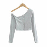Women T-shirt Spring Short Tight Long Sleeve Bottoming Shirt Top