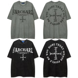 Men T Shirt Vintage Distressed Dark Portrait Wash Couple Short Sleeve T-shirt Men
