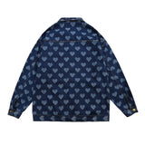 Men's Long Sleeve T Shirt Love Denim Shirt Men's Spring and Autumn Loose Leisure Workwear Long Sleeve