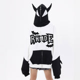 Women Hoodie Hooded Sweater Women's Color Matching Letters Autumn and Winter Loose