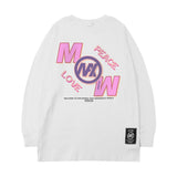Men Long Sleeve Shirt Printed Long Sleeve T-shirt Men and Women Retro Loose Couple Casual