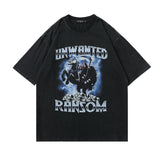 Men T Shirt Short-Sleeved T-shirt Men's and Women's Printed Washed Retro Personality