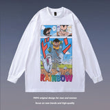 Men's Long Sleeve Shirt Spring and Autumn Men's Cartoon Retro Cartoon Long Sleeve T-shirt Men's and Women's