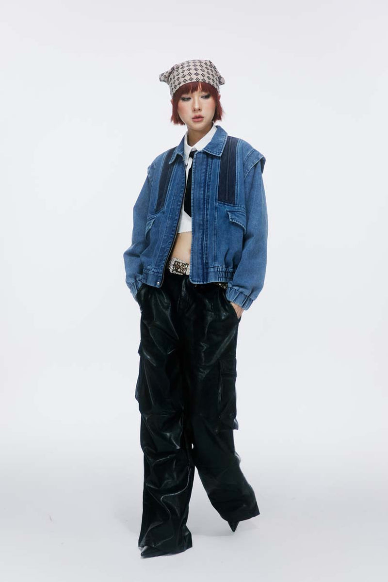 Unisex Jacket Fall Filler Washed Denim Jacket Women's Clothing