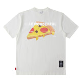 Men T Shirt Pizza Printed Short-Sleeved T-shirt Men and Women Loose