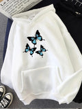 Butterflies Printed Women Sweatshirt Soft Casual Loose