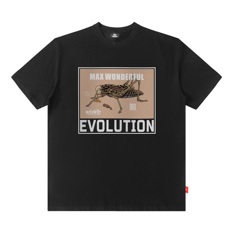 Men T Shirt Retro Personalized Printed Vibe Loose Short Sleeve T-shirt for Men and Women