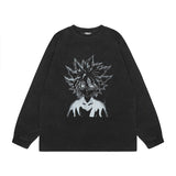 Men Long Sleeve Shirt Oversize Long Sleeve T-shirt Men and Women Street Distressed