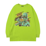 Men Long Sleeve Shirt Retro Hip Hop Long Sleeve T-shirt Men's and Women's Spring and Autumn Ins round Neck