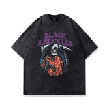 Men T Shirt Vintage Printed Washed and Worn Short Sleeve T-shirt for Men and Women