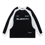 Men Hoodie Spring and Autumn Racing Suit Men's Loose round Neck Sweater Stitching Raglan Sleeve Sports