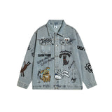 Graffiti Bomber Jacket Vintage Overalls Jacket Men and Women