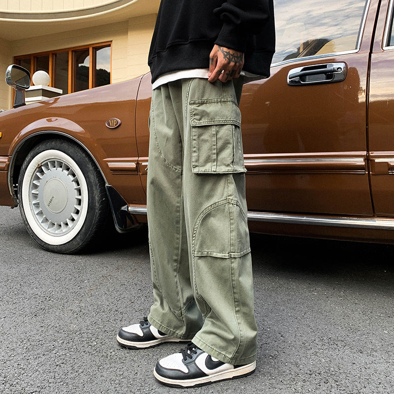 Men Sweatpants Overalls Men's Autumn Winter Japanese Loose Straight Casual Pants