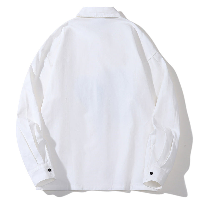 Men Long Sleeved T Shirt Printed Long Sleeve Shirt Men's High Street Casual Loose Shirt Spring and Autumn