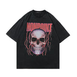 Men T Shirt Worn Looking Washed-out Short-Sleeved T-shirt Men's Fashion Brand Hip Hop Print Loose