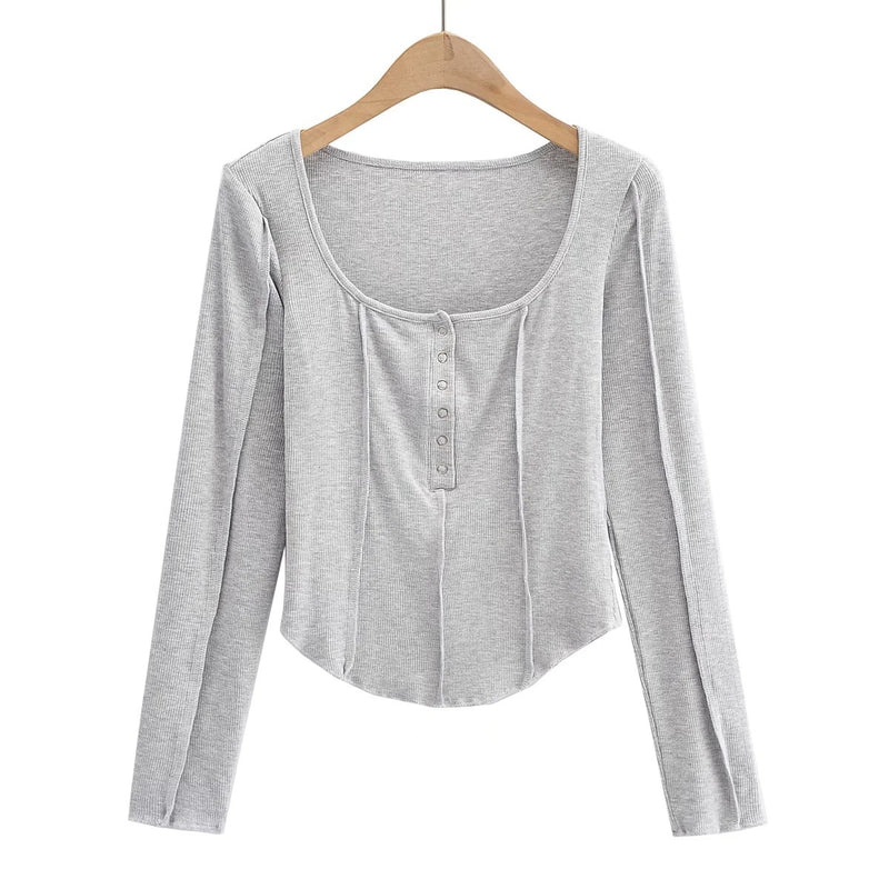 Women T-Shirt Top T-shirt Women's Design Patchwork Base Long Sleeve