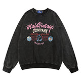 Men Hoodie Sweater Men's Loose Leisure Sports Letter Printing Worn Looking Washed-out