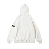 Men Fleece Lined Hoodie Embroidered Hoodie Men's Ins Casual Loose Hoodie Autumn and Winter