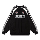 Men Hoodie Spring and Autumn Loose Sweater Men's Casual Raglan Sleeve Patchwork Stripes