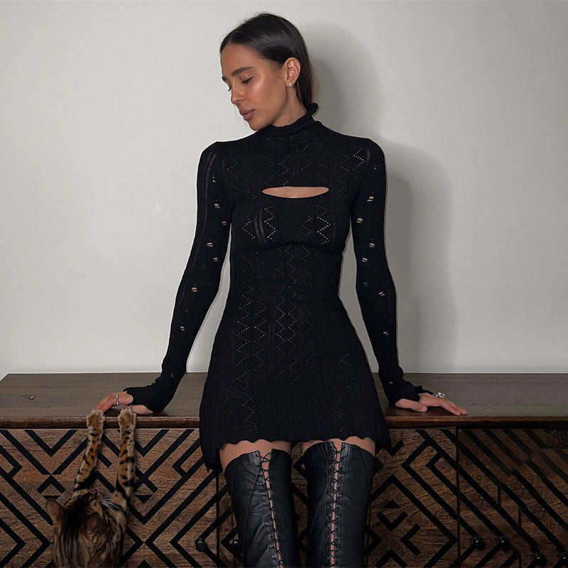 Women Desses Woolen Dress Autumn Women's Hip Skirt