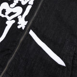 Men Denim Jacket Embroidered Denim Jacket Men's Loose Jacket Coat
