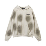 Unisex Vintage Hoodie Washed Zip Cardigan Hooded