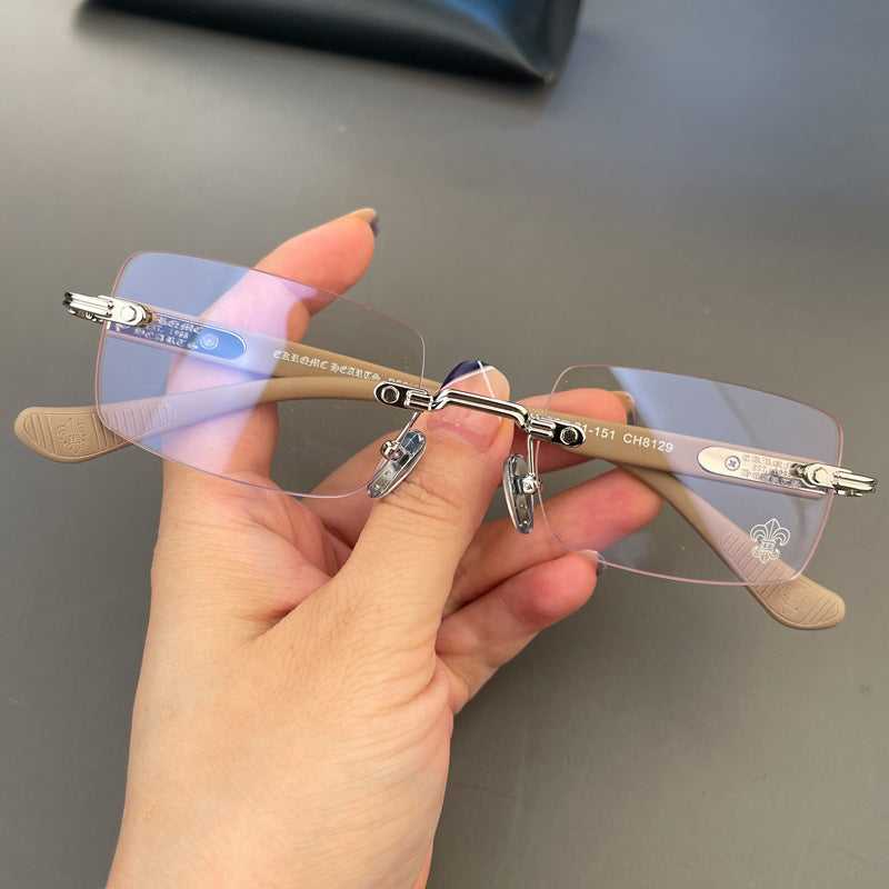 CHH Chrome Hearts Glasses Frame Vintage Frameless Punched Personality Ultra Light Thick Temple