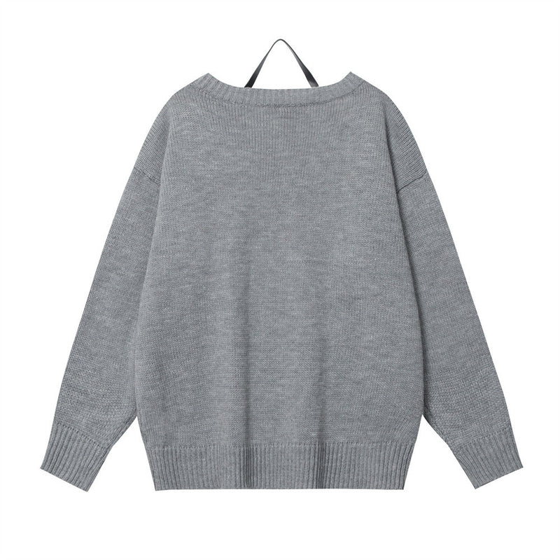 Women Sweater Embroidered Knitwear Women's Loose Casual Long Sleeves Sweater