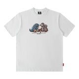 Men T Shirt Cartoon Printed Short-Sleeved T-shirt Men's and Women's Hip Hop round Neck Loose