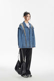 Unisex Jacket Autumn Stitching Women's Zip Denim Jacket