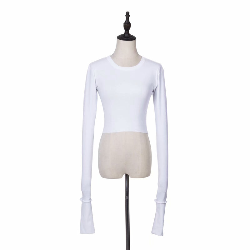 Women's T-Shirt Long-Sleeved Bottoming Shirt Short T-shirt Women's Autumn Winter Coat Trendy