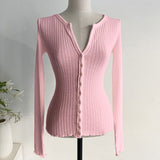 Women Long Sleeve Shirt Fall V-neck Knitwear for Women Cardigan Top