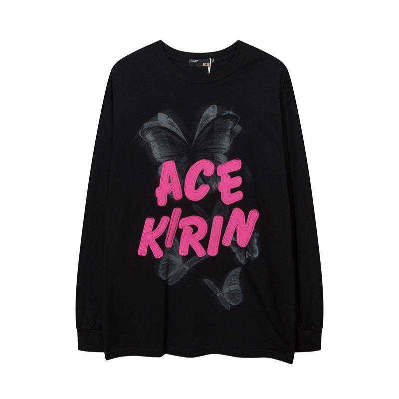 Men Long Sleeve Shirt Letter Embroidered Long Sleeve Bottoming T-shirt Men's and Women's Tops