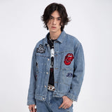 Men Denim Jacket Men's Spring and Autumn Loose Washed-out Denim Clothes Jacket