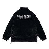 Men Cotton Padded Jacket Coat Letter Embroidered Cotton Jacket Men Winter Thickening Stand Collar Baggy Coat