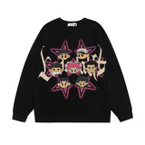 Men Long Sleeve Shirt Cartoon Long Sleeve Bottoming T-shirt Men and Women Vibe Style Couple's Tops Autumn