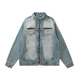 Men Denim Jacket Washed Do the Old Cowboy Jacket Men's Ins Denim Jacket Autumn