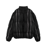 Men Cotton Mixed Jacket Coat Stitching Contrast Color Striped Bread Coat Men's Winter Cotton Dress Loose Zip Coat