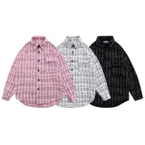 Men Long Sleeved T Shirt Plaid Shirt Long Sleeve Men's Ins Loose Street Lapel Shirt Autumn Coat
