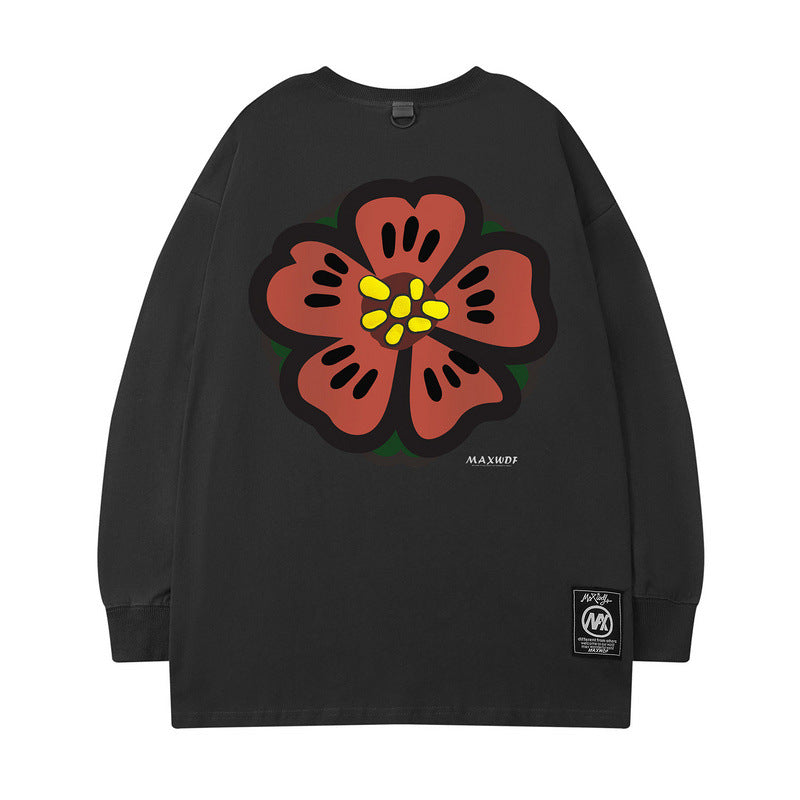Men Long Sleeve Shirt Casual Printed Long Sleeve Men and Women Couple Loose Sweater T-shirt